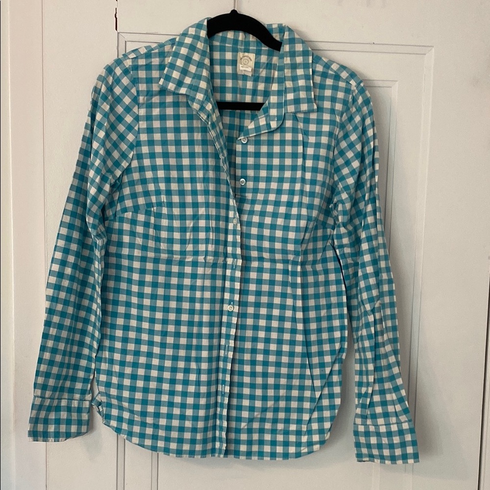 Blue and White Checkered Button-Up Shirt
